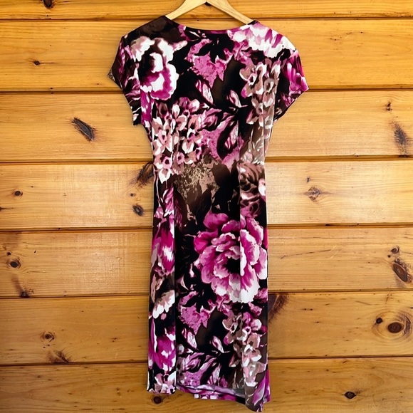 NWT Pink & Brown Rose Patterned Wrap Dress with Tie L - Picture 5 of 5